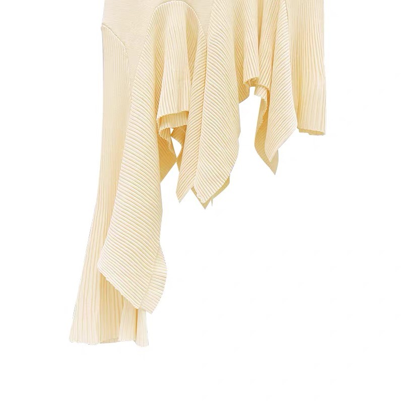 Sandro 2026 Early Autumn Sleeveless Round Neck Irregular Ruffle Knitted Dress