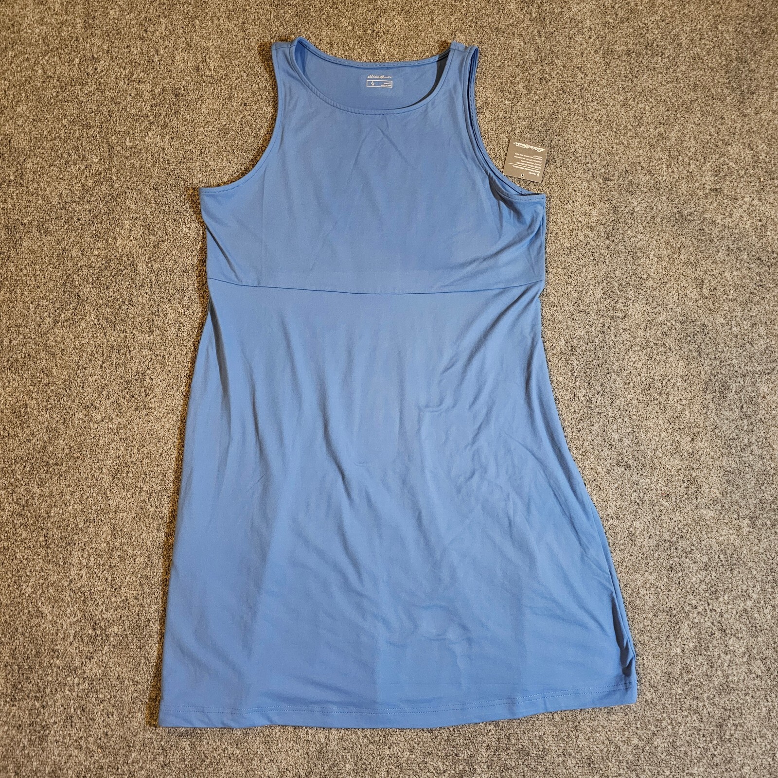 Eddie Bauer Dress Womens Large Blue Travex Fitted Sleeveless Stretch Casual Basi