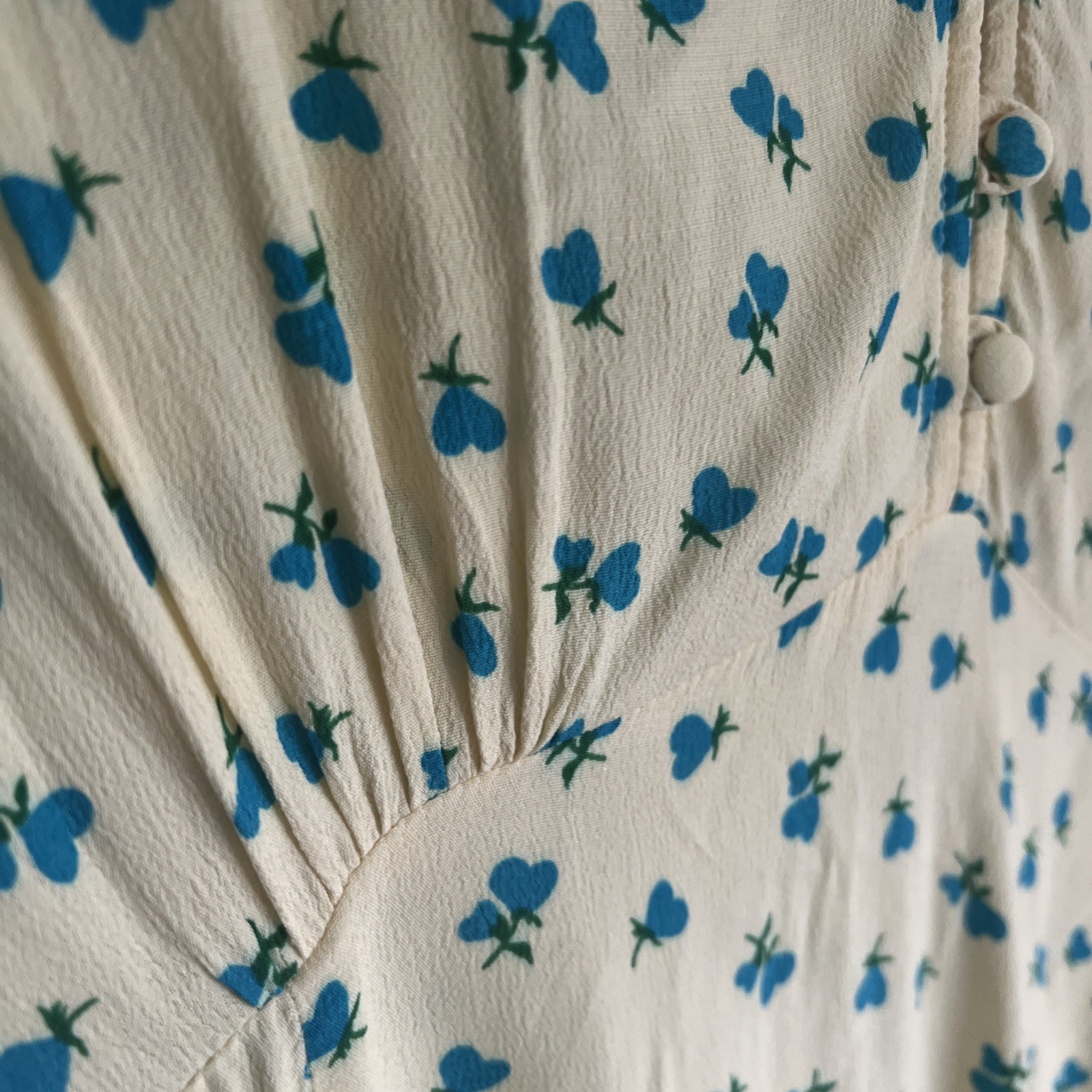 Marks & Spencer X Ghost Ditsy Print Tea Dress Size 18 Butter Yellow Blue Heart