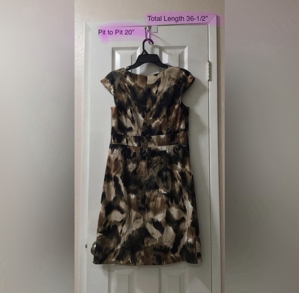AB Studio Women’s Dress Brown & Tan Midi Length Size 14 Pre Owned