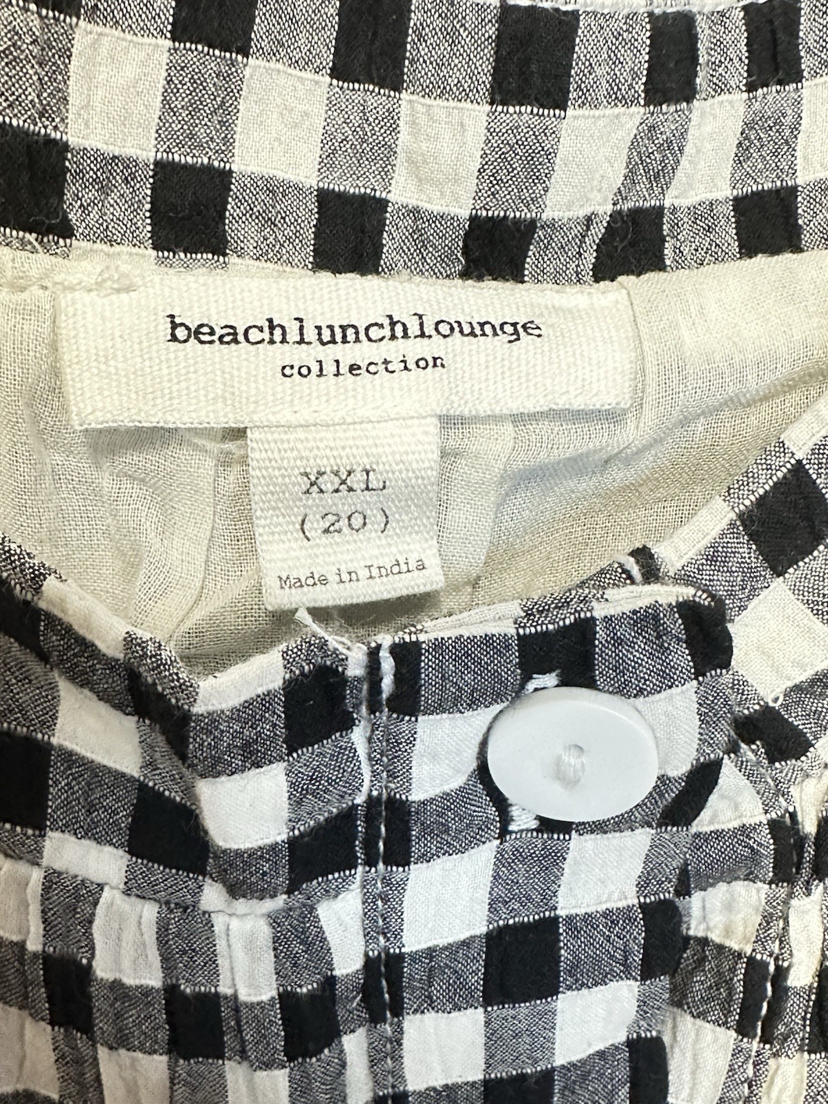 beachlunchlounge Black White Gingham Puff Sleeve Mini Dress XXL 20 Square Neck