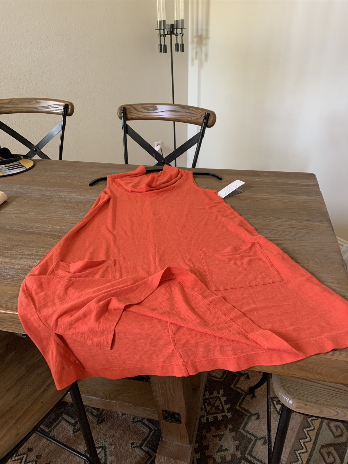 NWT Eileen Fisher Geranium Organic Cotton/Hemp Cowl Neck Dress Size XS $198