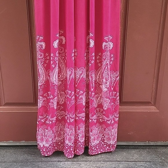 Unbranded Silk Blend Maxi Pink Floral Sleeveless Dress M