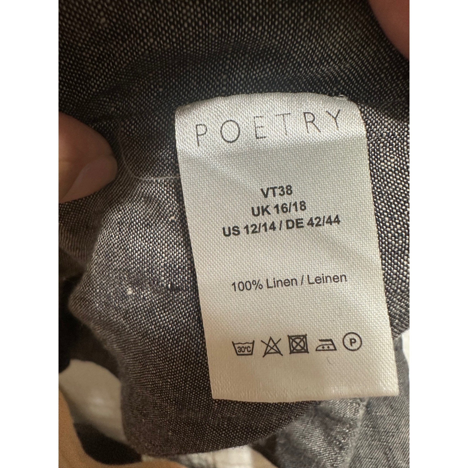 Poetry Charcoal Grey 100% Linen Oversized Caftan Maxi Dress Women US 12/14 L/XL