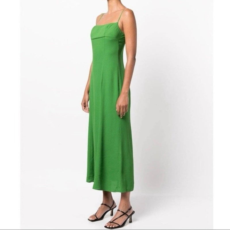 Reformation Liya Midi Slip Dress Kelly Green Size 12 NWT Party Vacation Resort