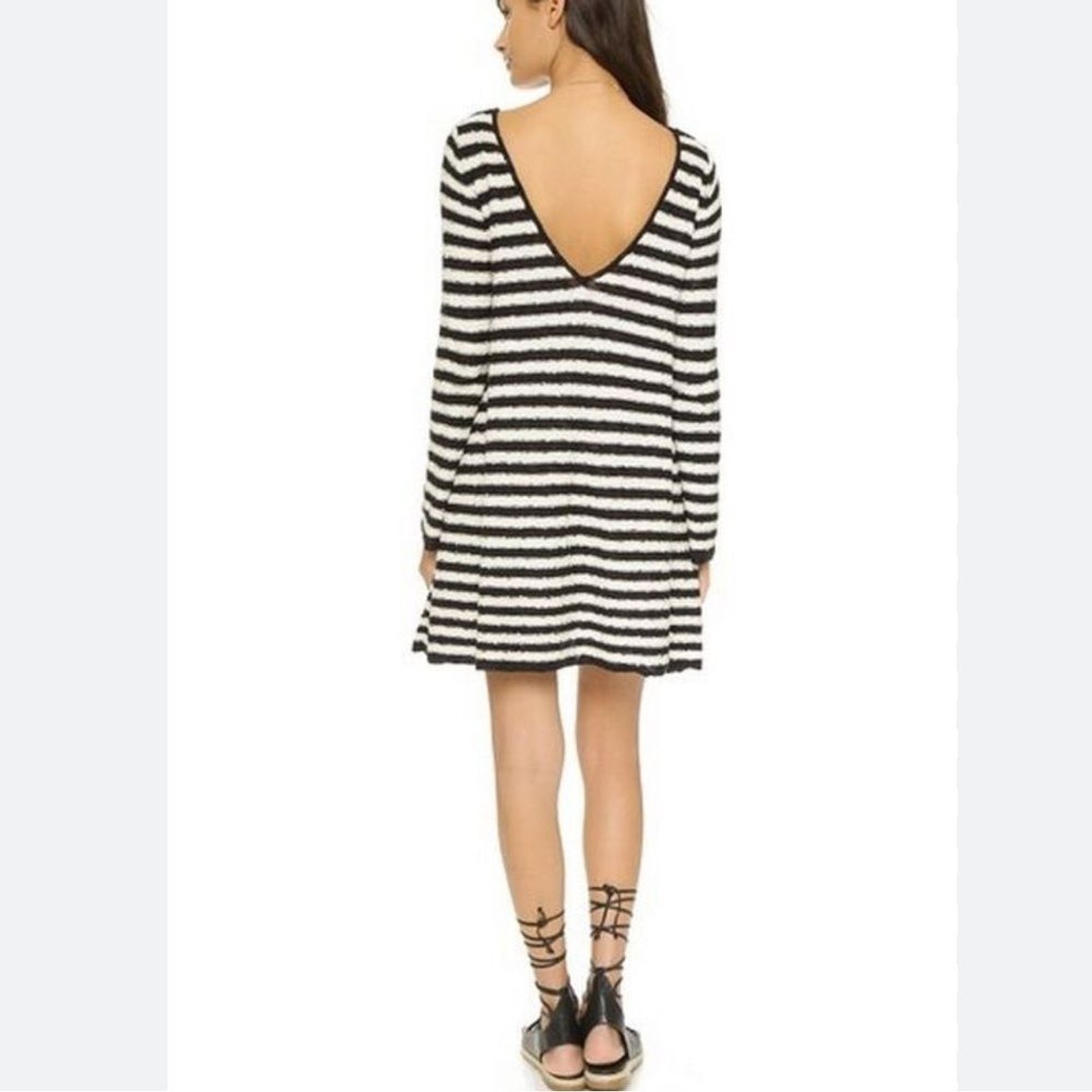 Free People Love Markrs Boho Striped Swim Tunic Sweater Dress Size Large