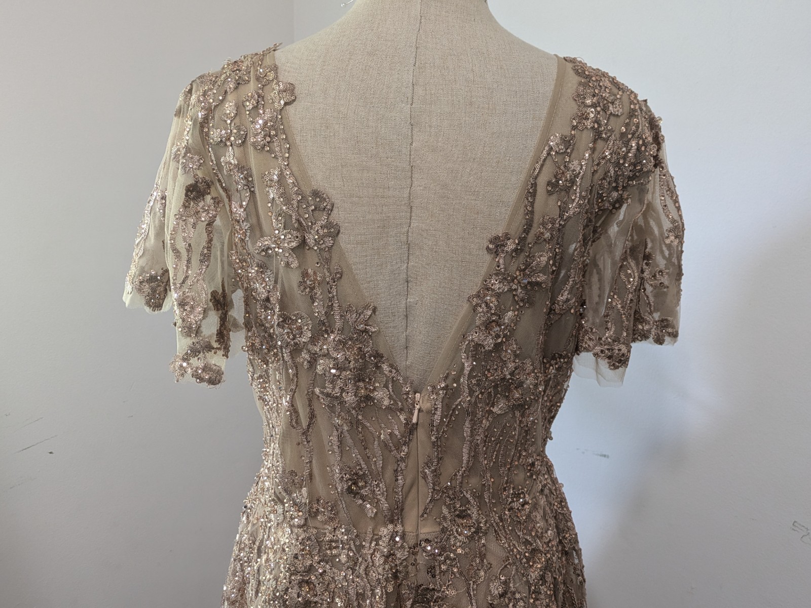 Mac Duggal Embellished Butterfly Fit & Flare Tea-Length Dress Size 12 Wedding