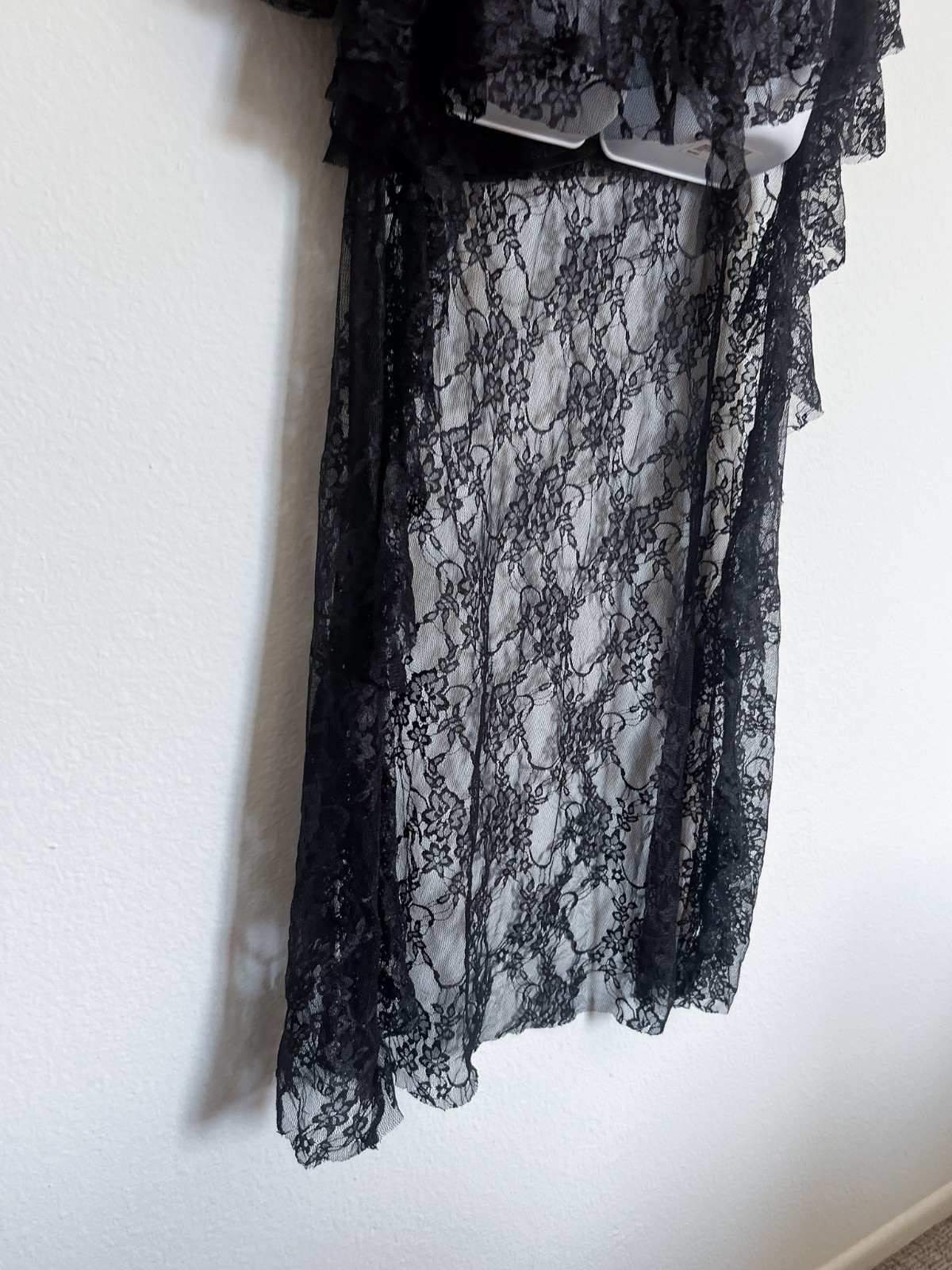 NWOT CHICHWISH Square Neck Floral Lace Tiered Hi-Lo Hem Dress Goth Garden Small