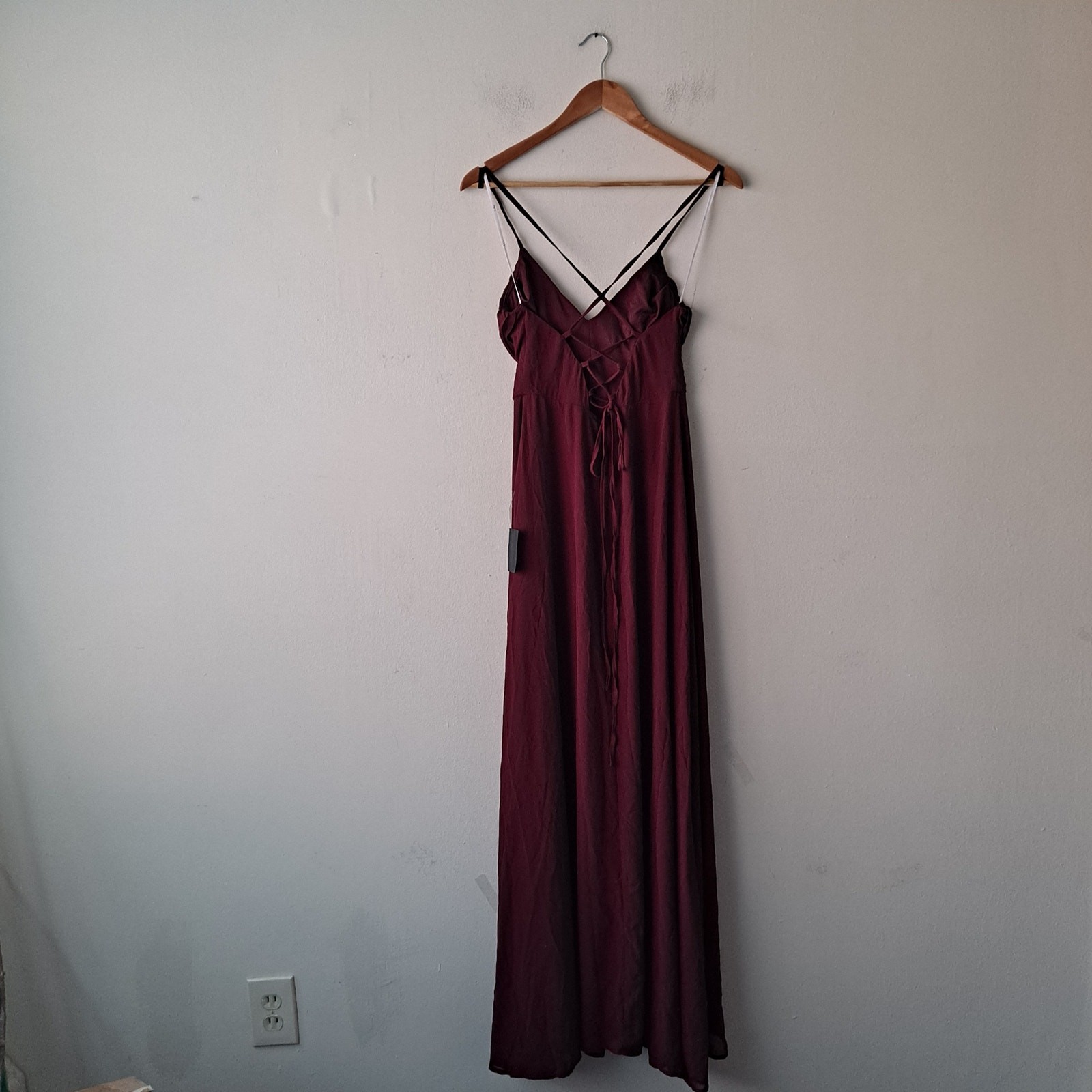 Lulus Event Ready Dress Backless Lace-Up Maxi A-Line Burgundy Women’s Size S