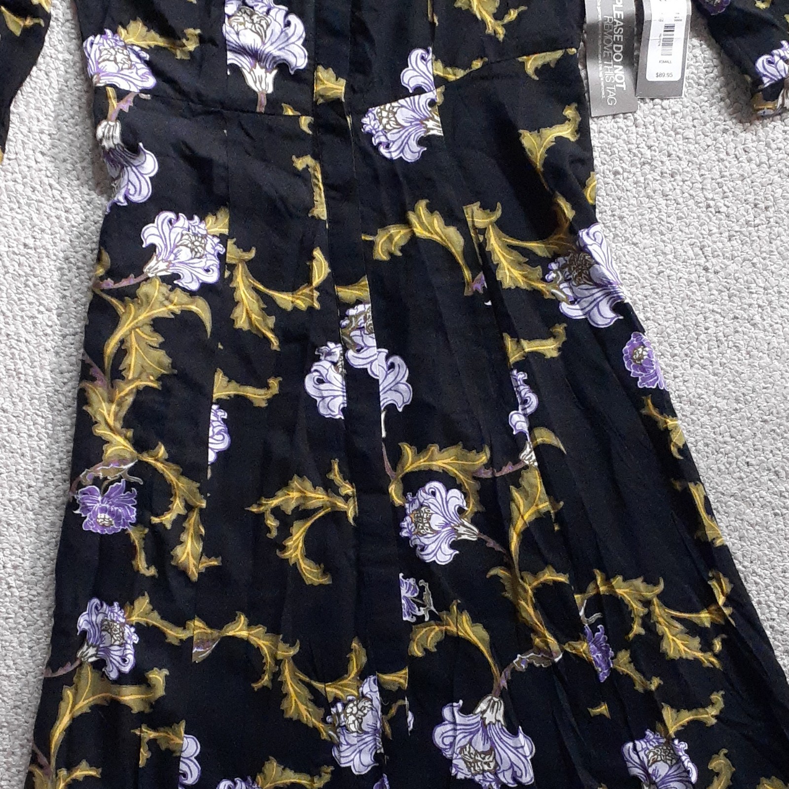 Eva Mendes Black Floral Button-Front Collared Maxi Shirtdress Size XS