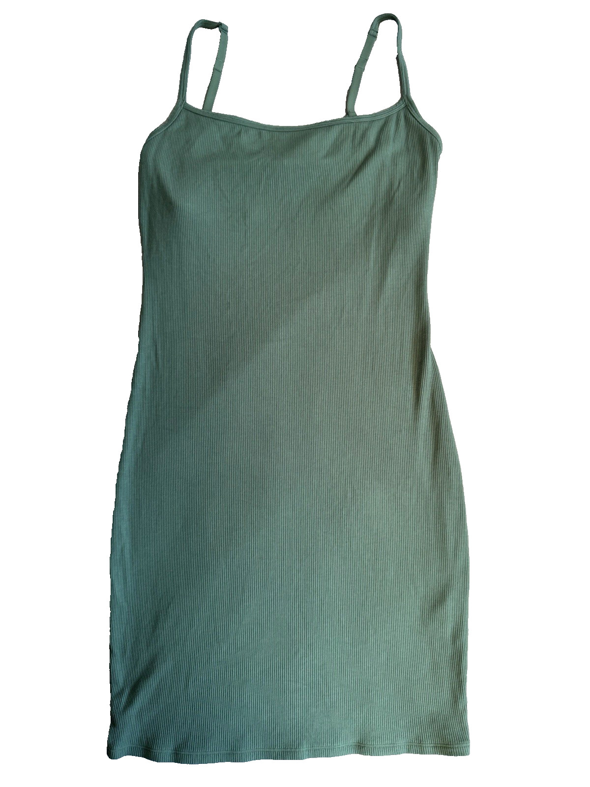 Yitty M Bodycon Dress Tank Green Adjustable Spaghetti Strap Ribbed Knit Casual