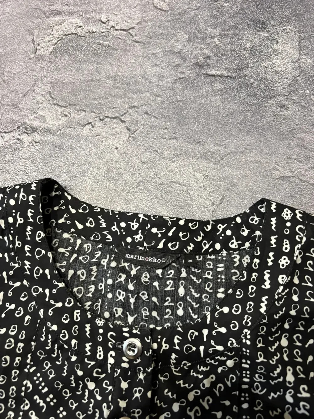 Vintage Marimekko Black/White Abstract Graphic Print Dress Size 38