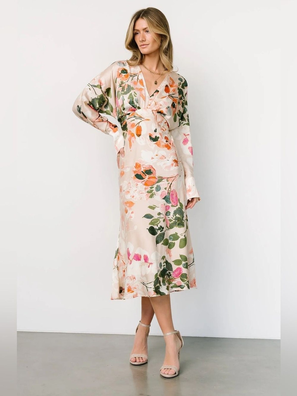 NWT Baltic Born XL Bari Satin Floral Midi Dress