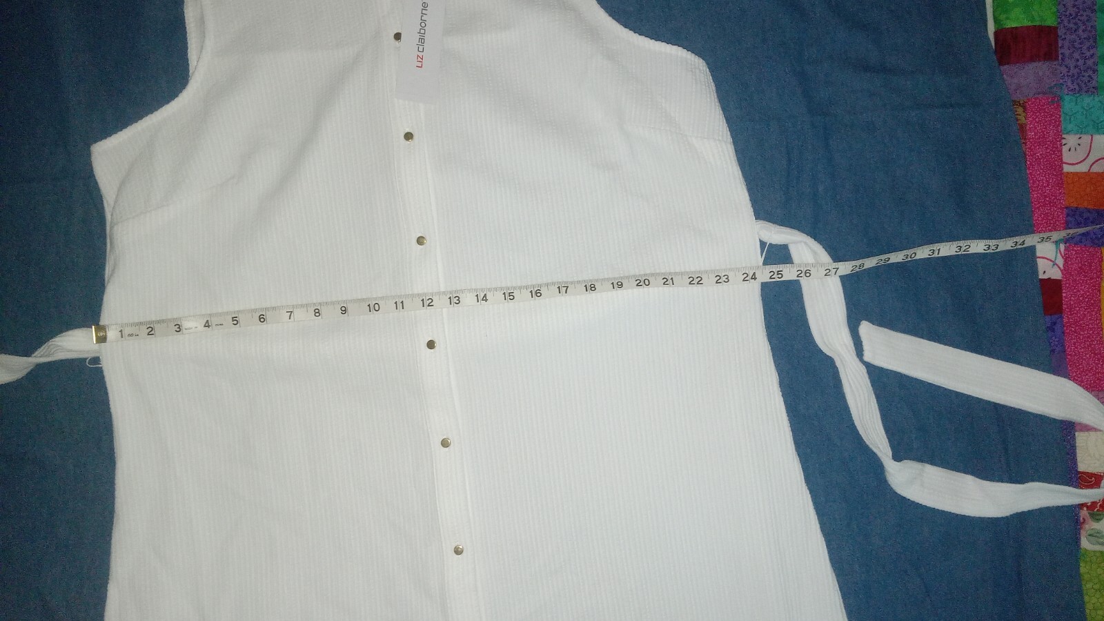 NWT Liz Claiborne White Sleeveless At Knee Buttondown TieBelt Tshirt Dress Sz 1X