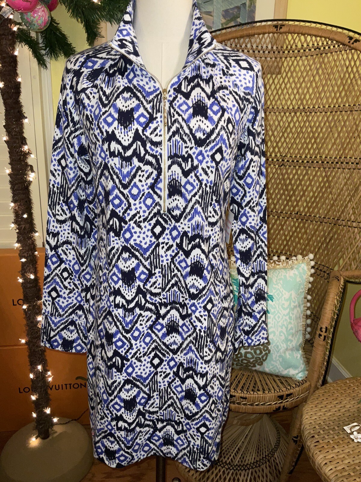 Lilly Pulitzer NWT UPF 50+ Skipper Popover Dress Oh My Cod $158 Size S,L