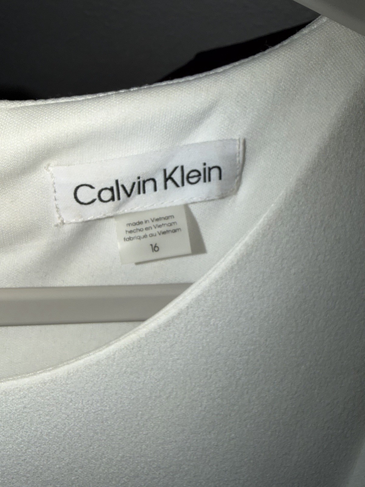 Calvin Klein White Tulip Sleeve Sheath Dress Size 16 Career Office