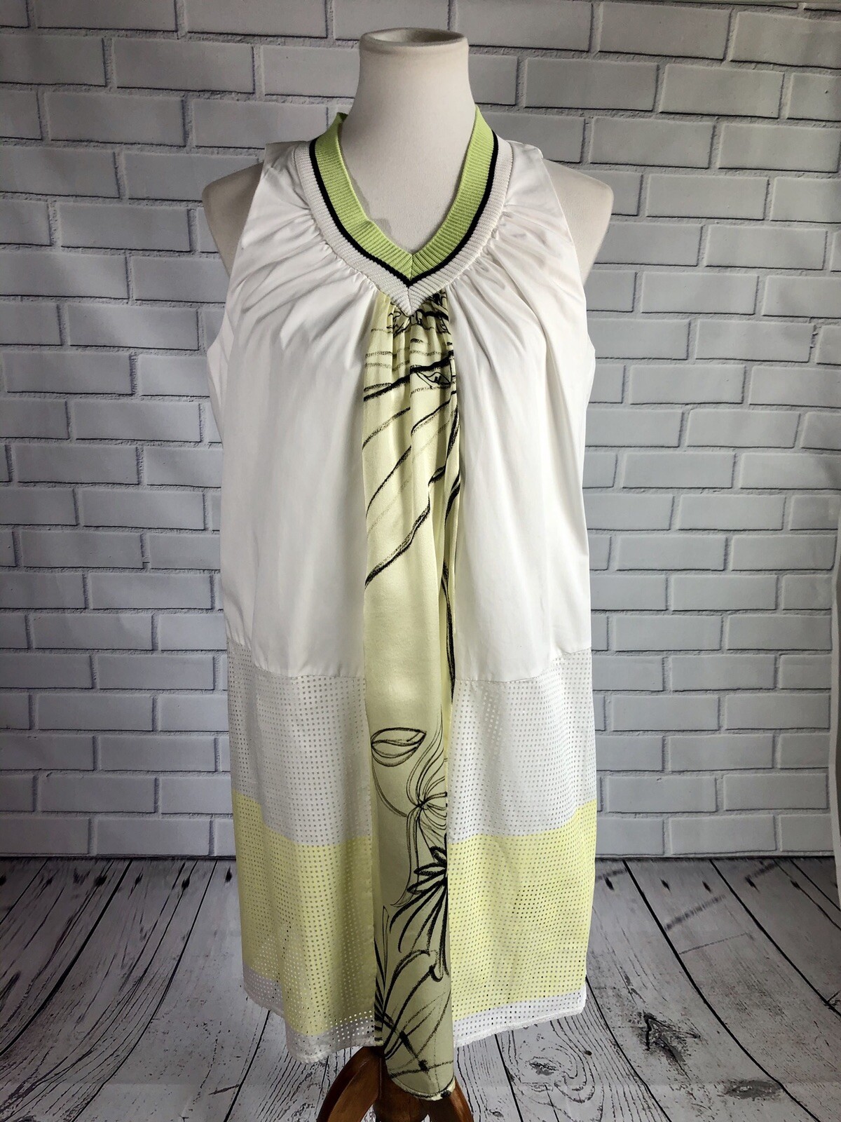Pianurastudio White Yellow Sleeveless Dress Womens 44 (US Large) NEW NWT