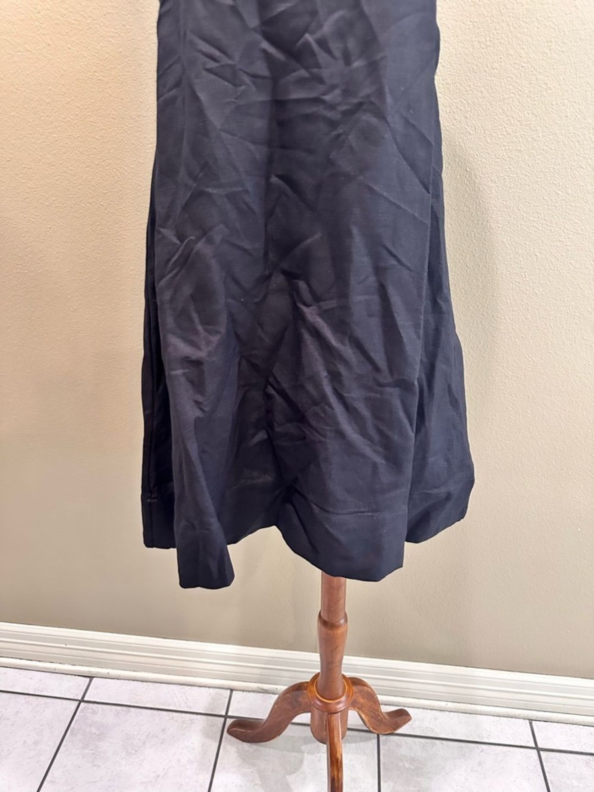 Mabel Linen Blend Summer Sundress Classic Black Sleeveless A-Line Dress Sz S