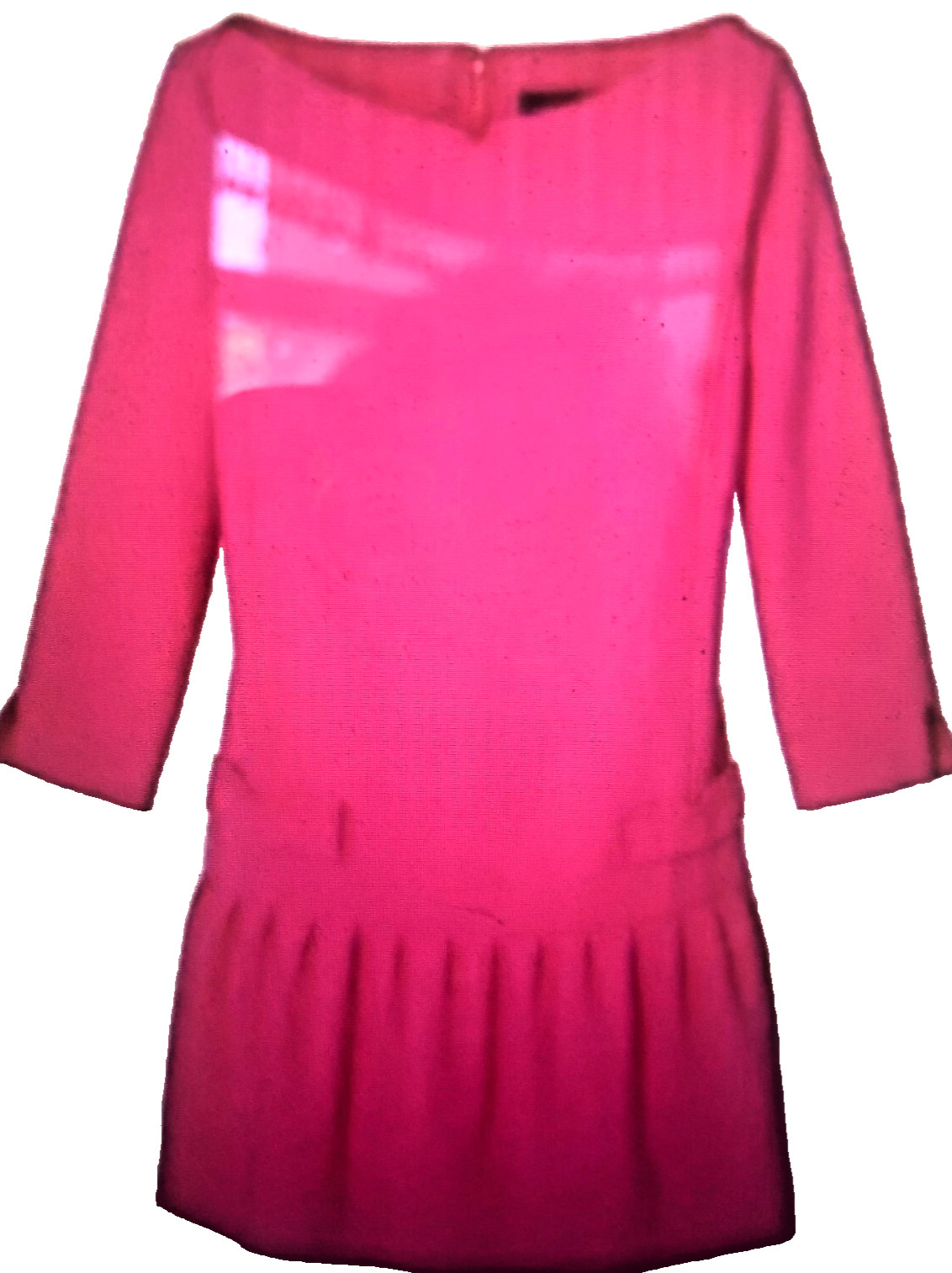 Y2K Victoria Beckham Dress Boat Neck Drop Waist 3/4 Sleeve Pink Barbie Size XL