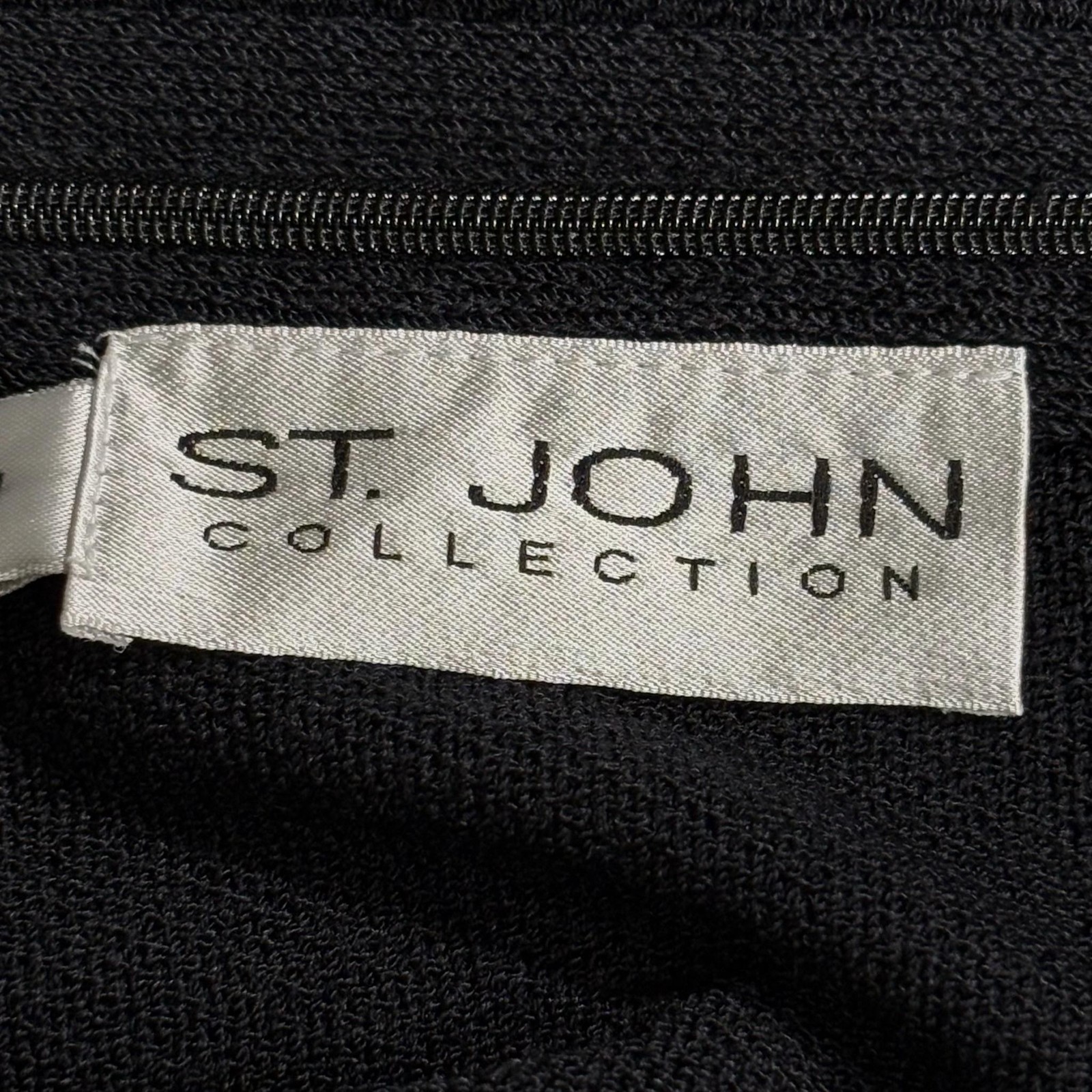 St. John Collection Dress Womens 4 Black Knit Chevron Sheath Midi