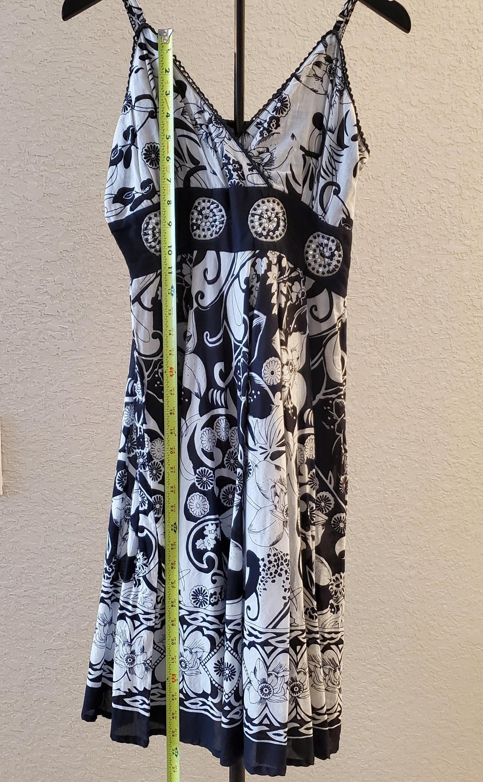 INDIA BOUTIQUE WOMENS MIDI SUNDRESS-SIZE M-SLEEVELESS-BLACK & WHITE
