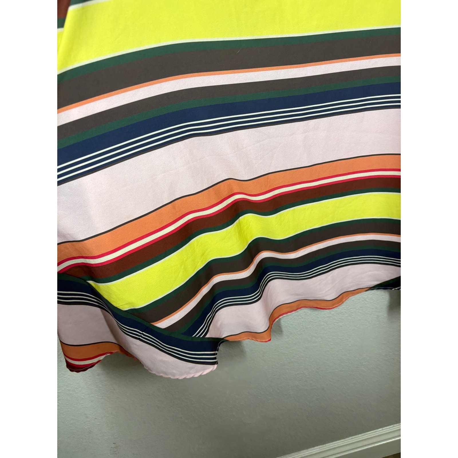 eShakti Striped Swing Dress Mini Yellow Brown Boat Neck Short Sleeves