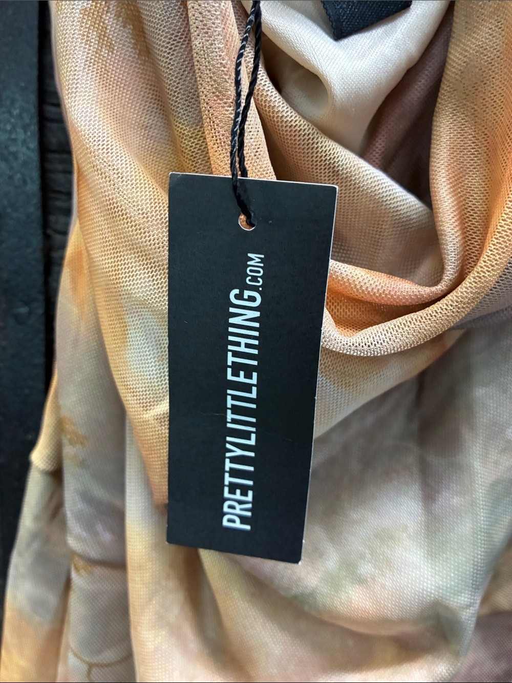 PrettyLittleThing Peach and Cream Watercolor Mini Dress