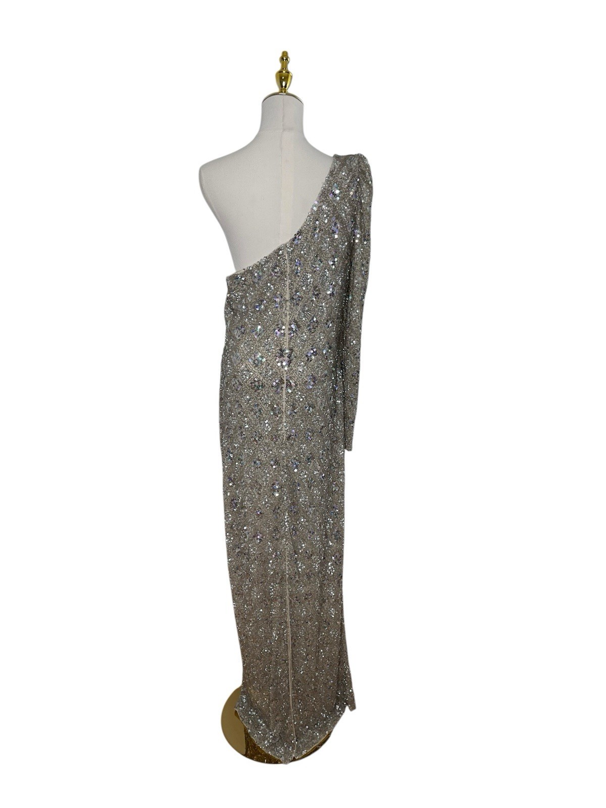 Mac Duggal A5479 Shimmering Gold Sequin Gown One Shoulder Size 16 $598