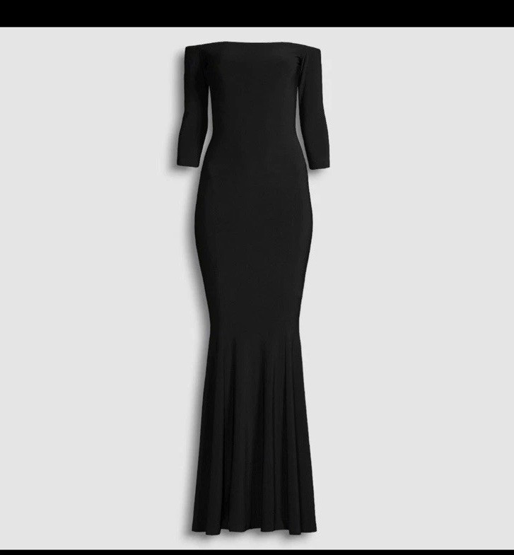 Norma Kamali Black Off The Shoulder Fish Tail Gown Women’s Size EU 40/L
