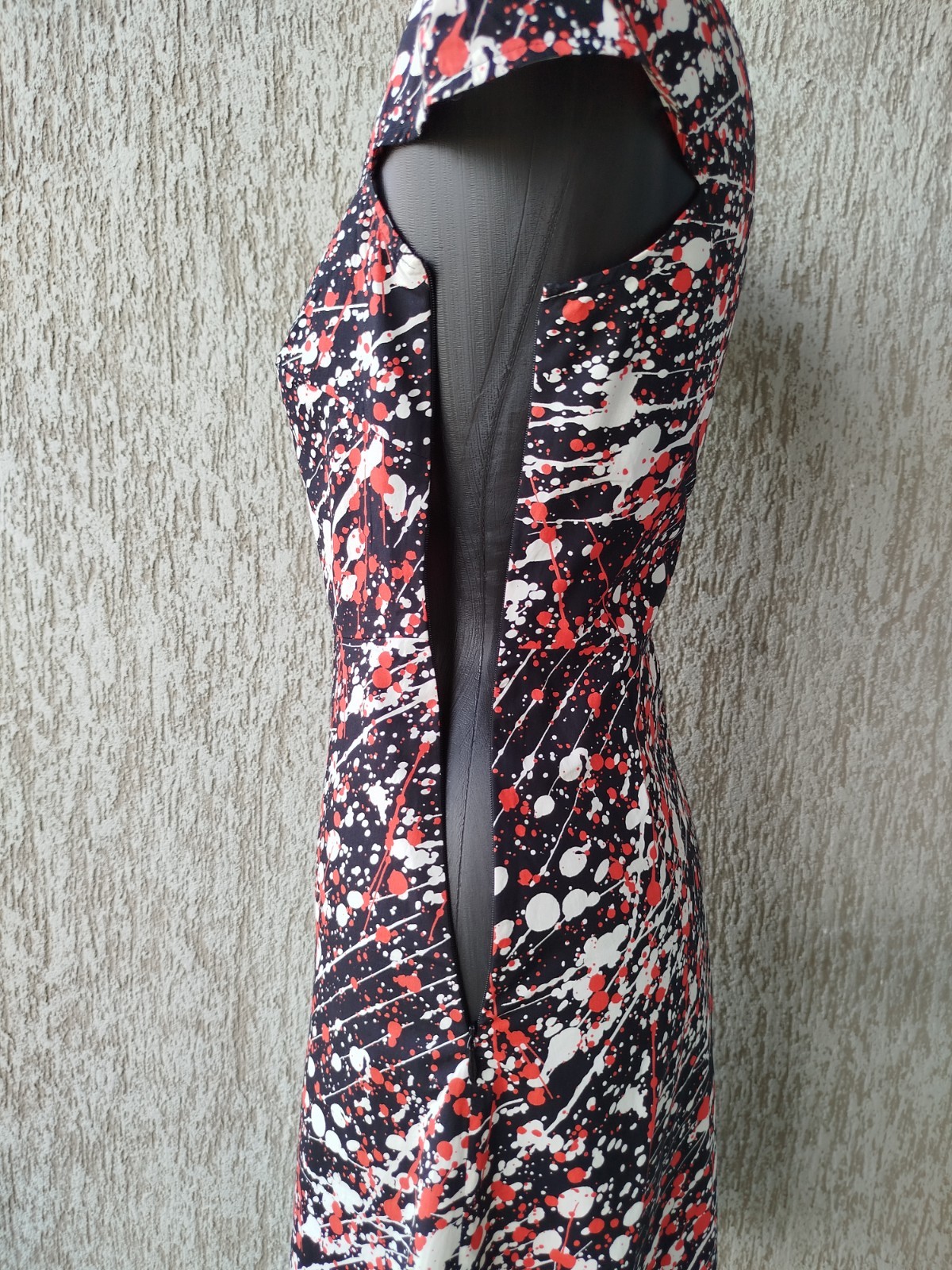 Agnes B Dress Sleeveless Zip Blots Asymmetric 100% Cotton France Size 36/S