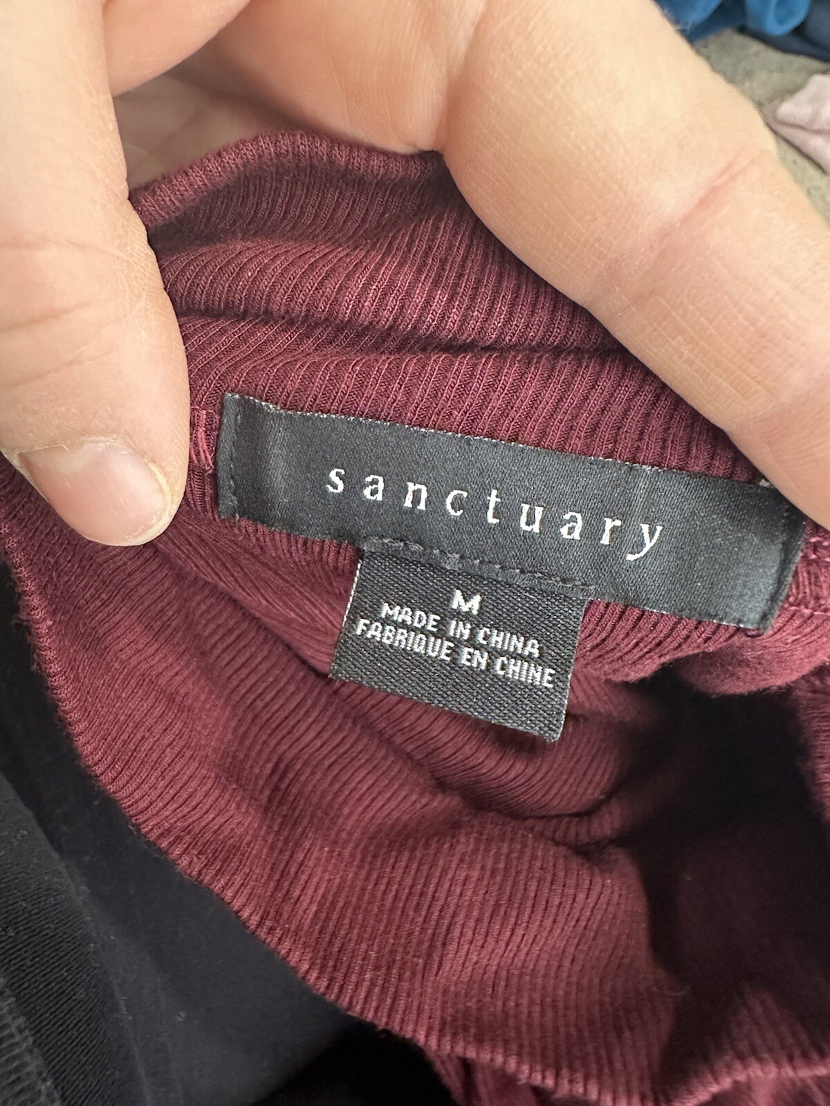 Sanctuary Wine Burgundy Bodycon Ruched Turtleneck Ribbed Midi Dress 35-23