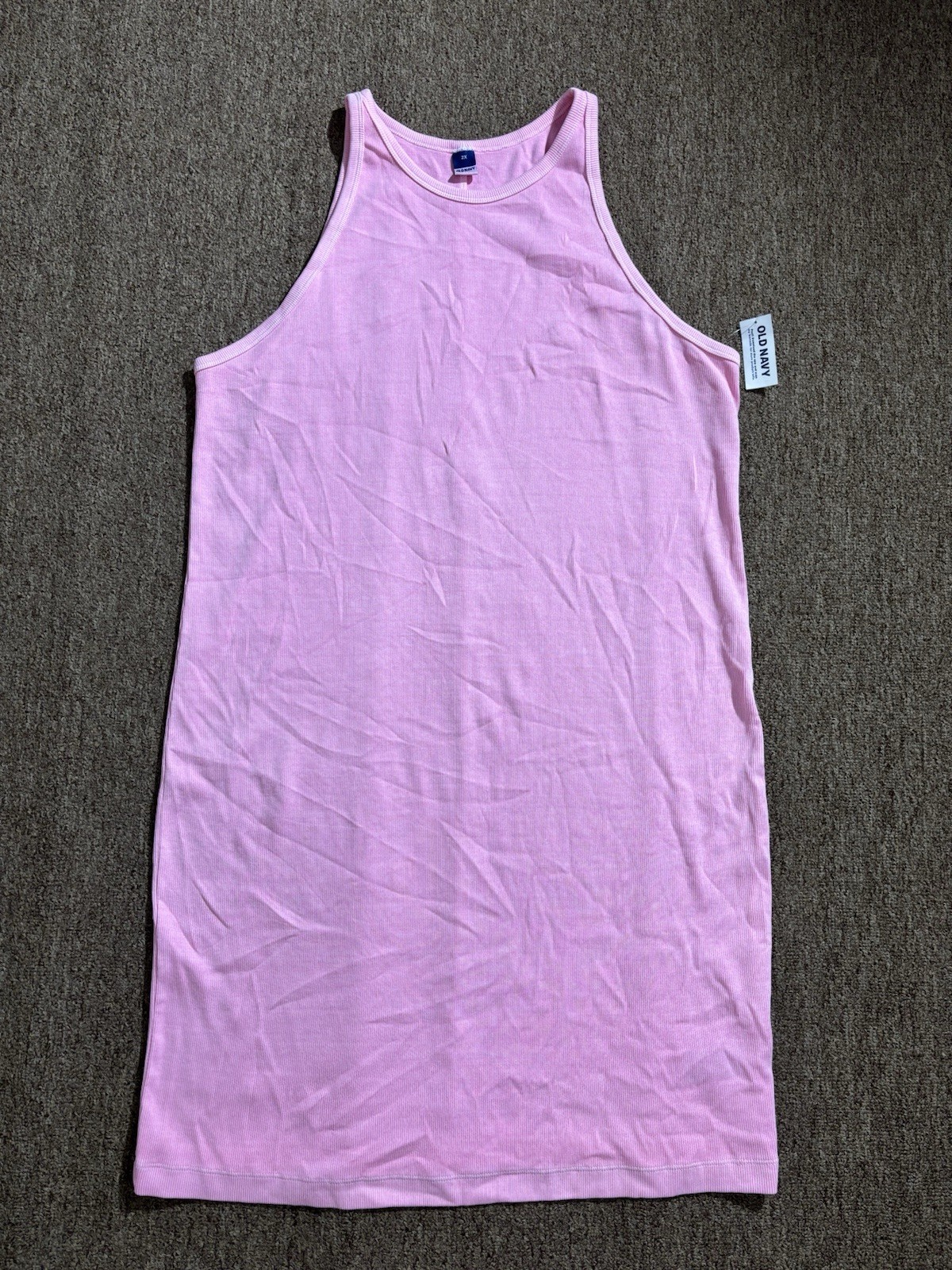 31A NWT Old Navy Womens 2X Sleeveless High-Neck Knit T-Shirt Dress| Anemone Pink