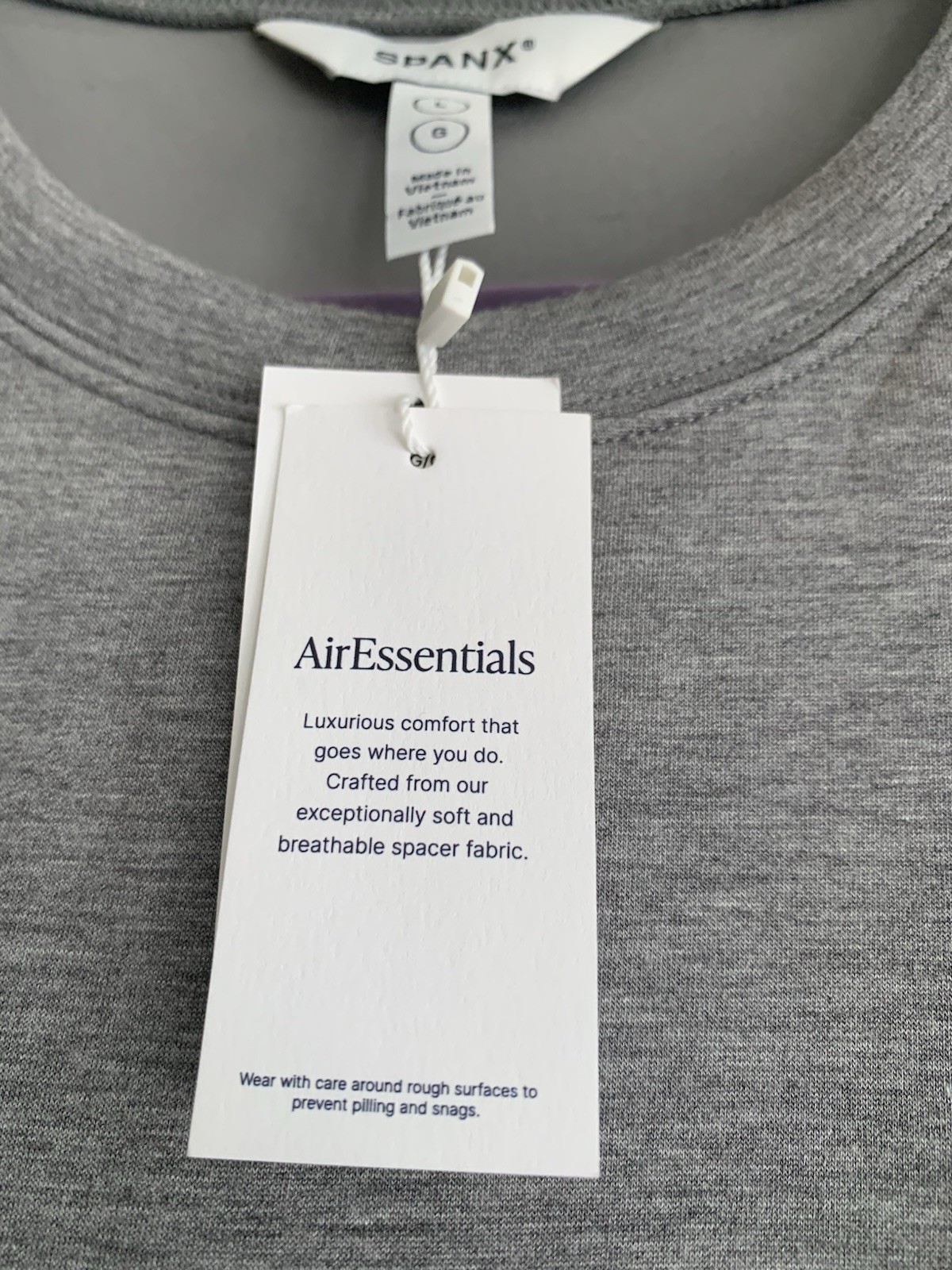 Spanx Air Essentials Heather Gray Crew Neck Dress Sz.L Sporty Luxurious Comfort