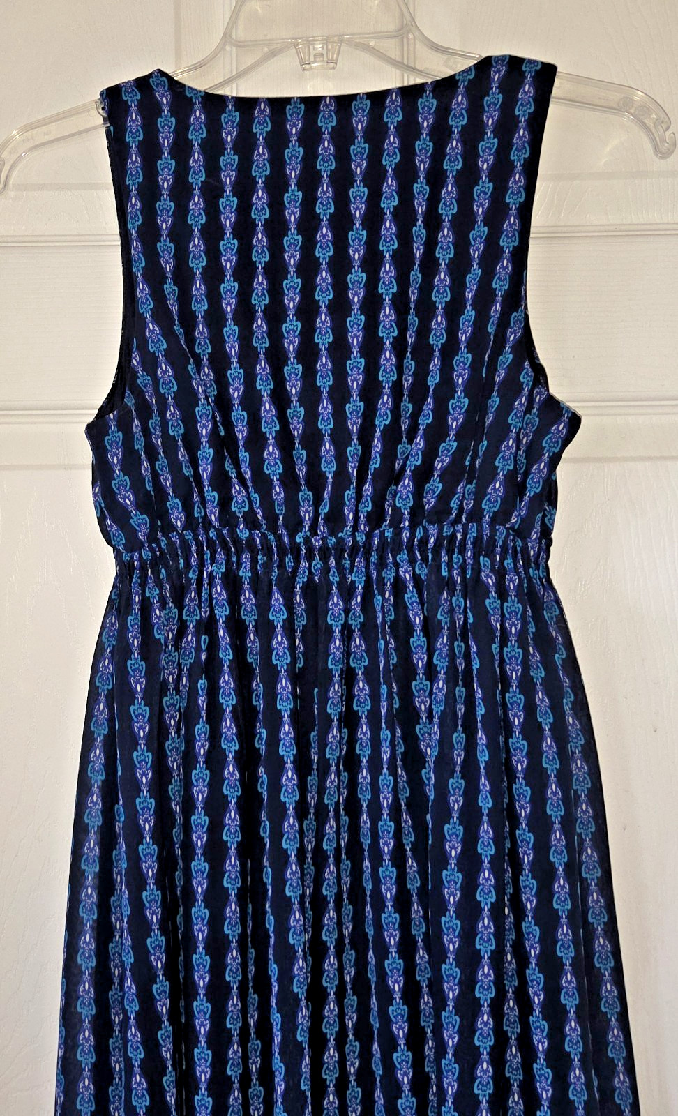 MOSSIMO Women’s Navy Blue Sheer Maxi Dress Sleeveless High Waist V-Neck Size XS