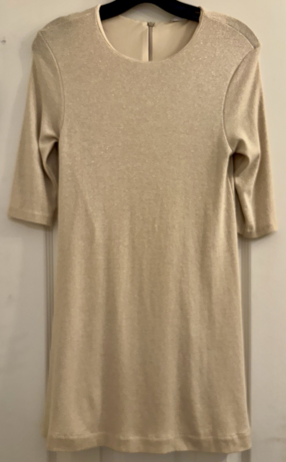 Zara Coastal Preppy Quiet Luxury Minimalist Gold Shimmer Metallic Knit Size S