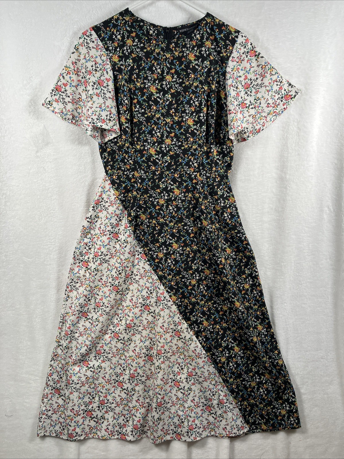 Wednesdays Girl Floral Midi Dress Small Asymmetrical Dark Feminine Gothic Summer