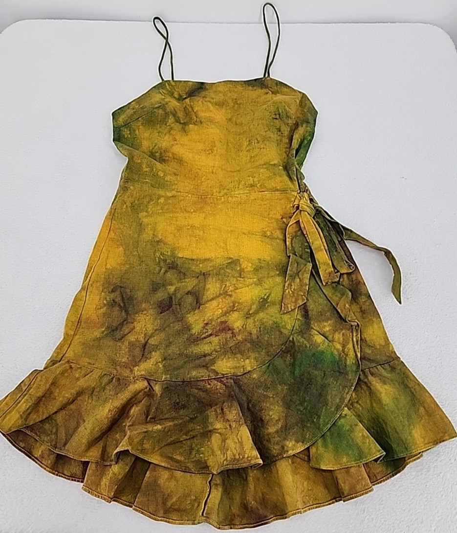 Express (01/22) Women’s Medium Linen Blend Dress Procion Ice Tie Dyed Upcycled