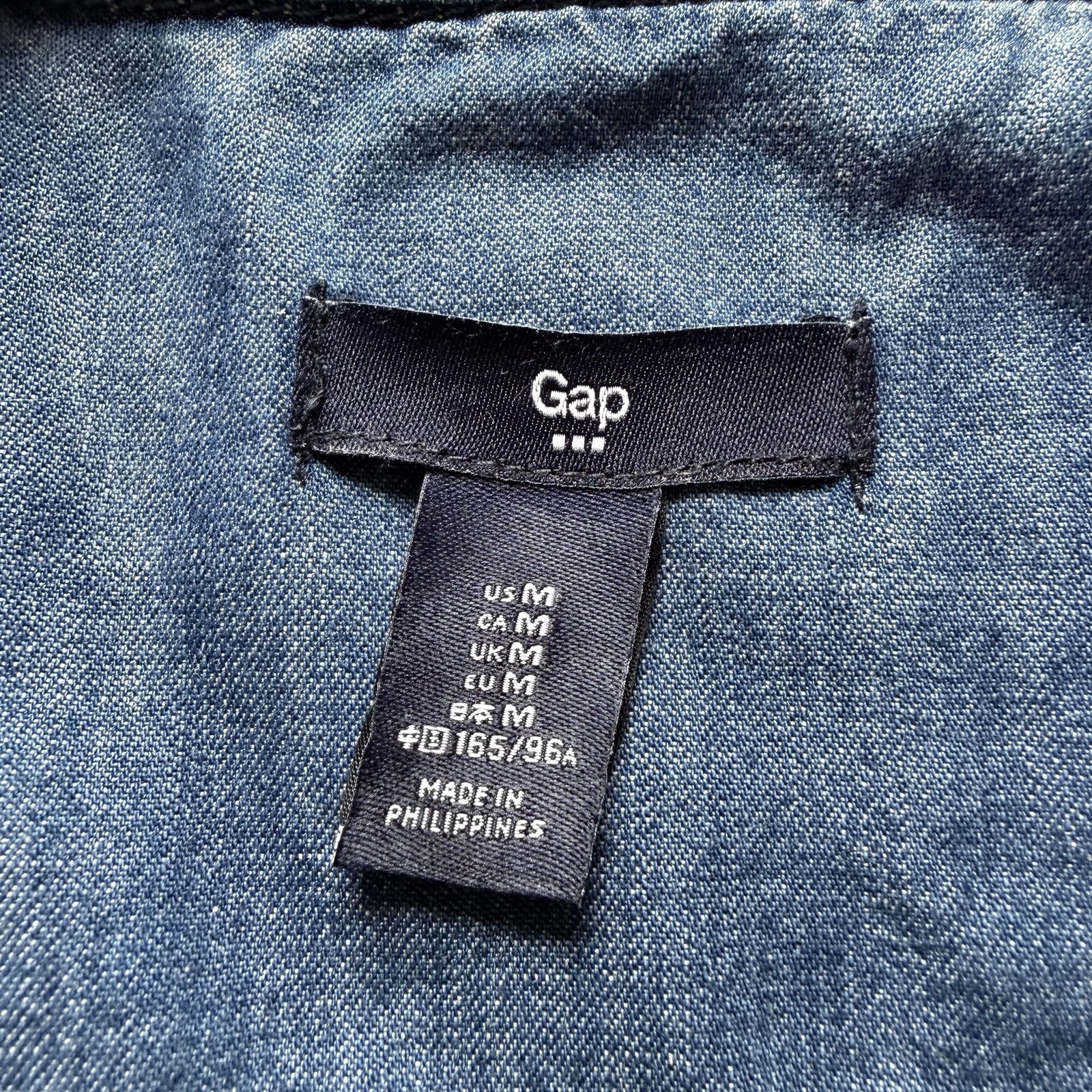 GAP Women’s Chambray Medium Mini Button Up Long Sleeve Shirt Dress