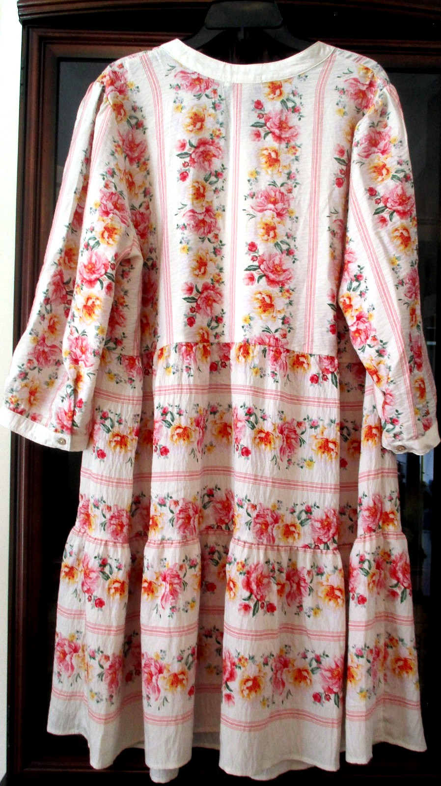 NWT Anthropologie Fig & Flower 3/4 Sleeve Tiered Midi Dress Peasant Floral 1X 2X