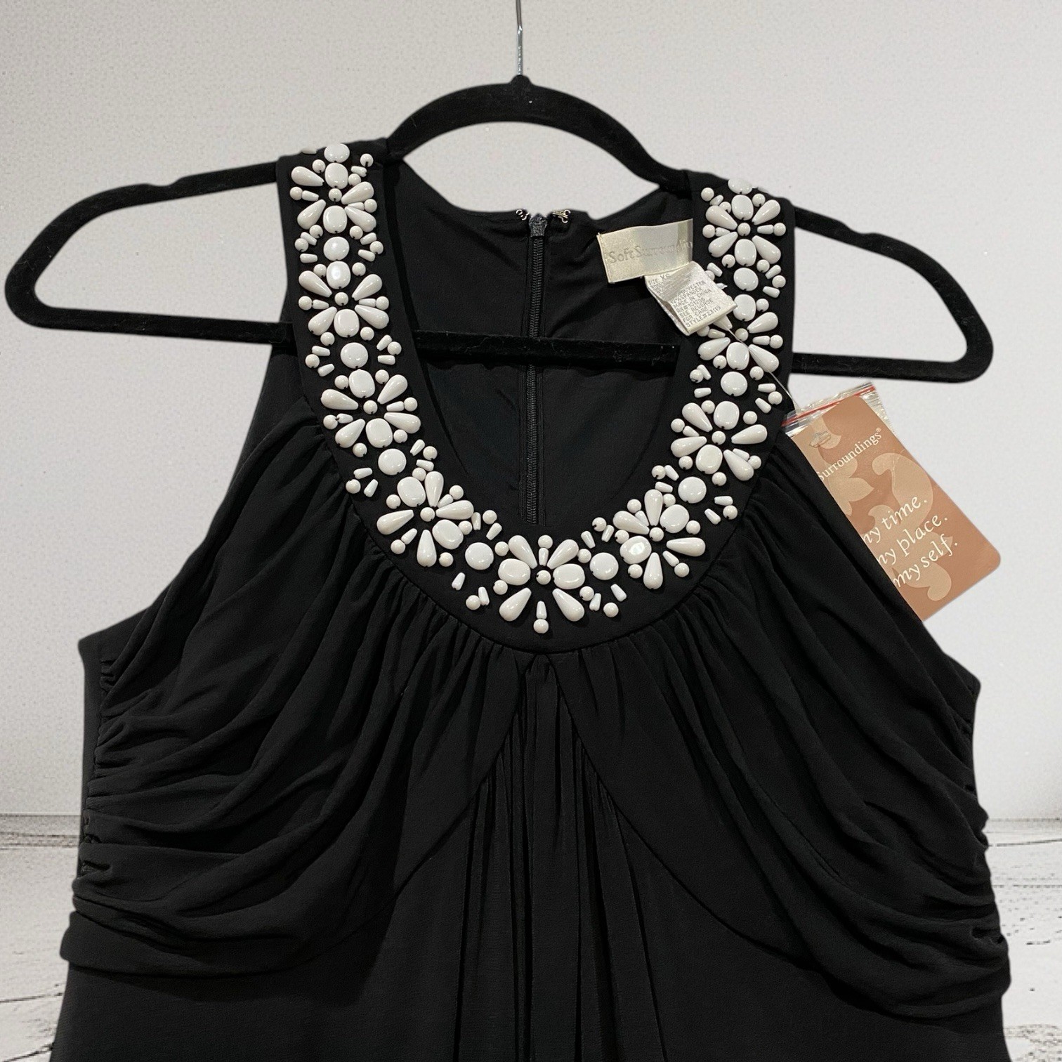 Soft Surroundings Black Beaded Maxi Dress Size XS Elegant Summer Party Event NWT