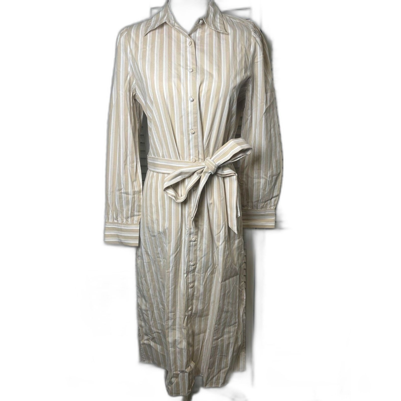 Vineyard Vines Striped Size Small Twill Midi Shirt Dress 98% cotton Preppy