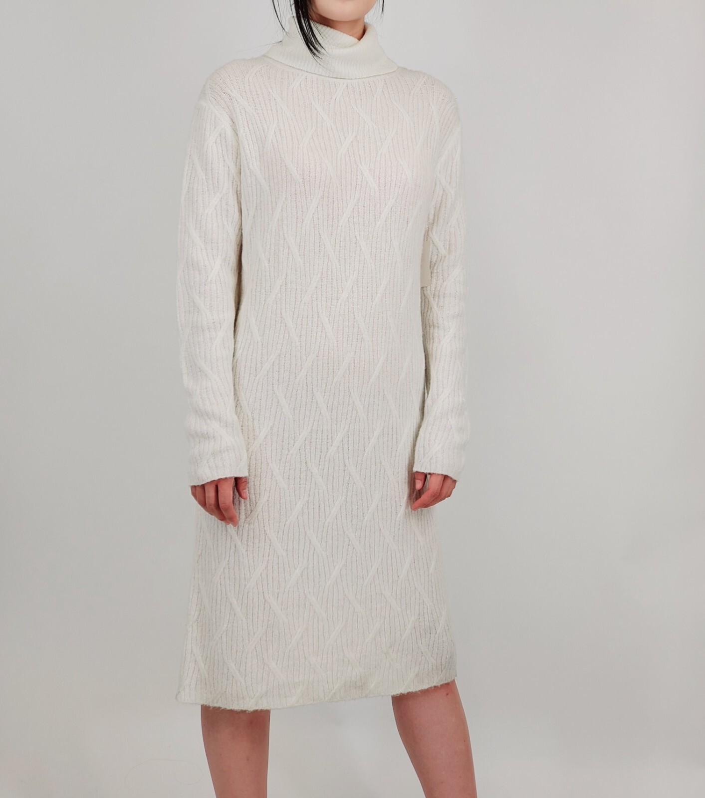 Yemak Women’s Loose Fit Turtleneck Long Sleeve Sweater Dress MK6021