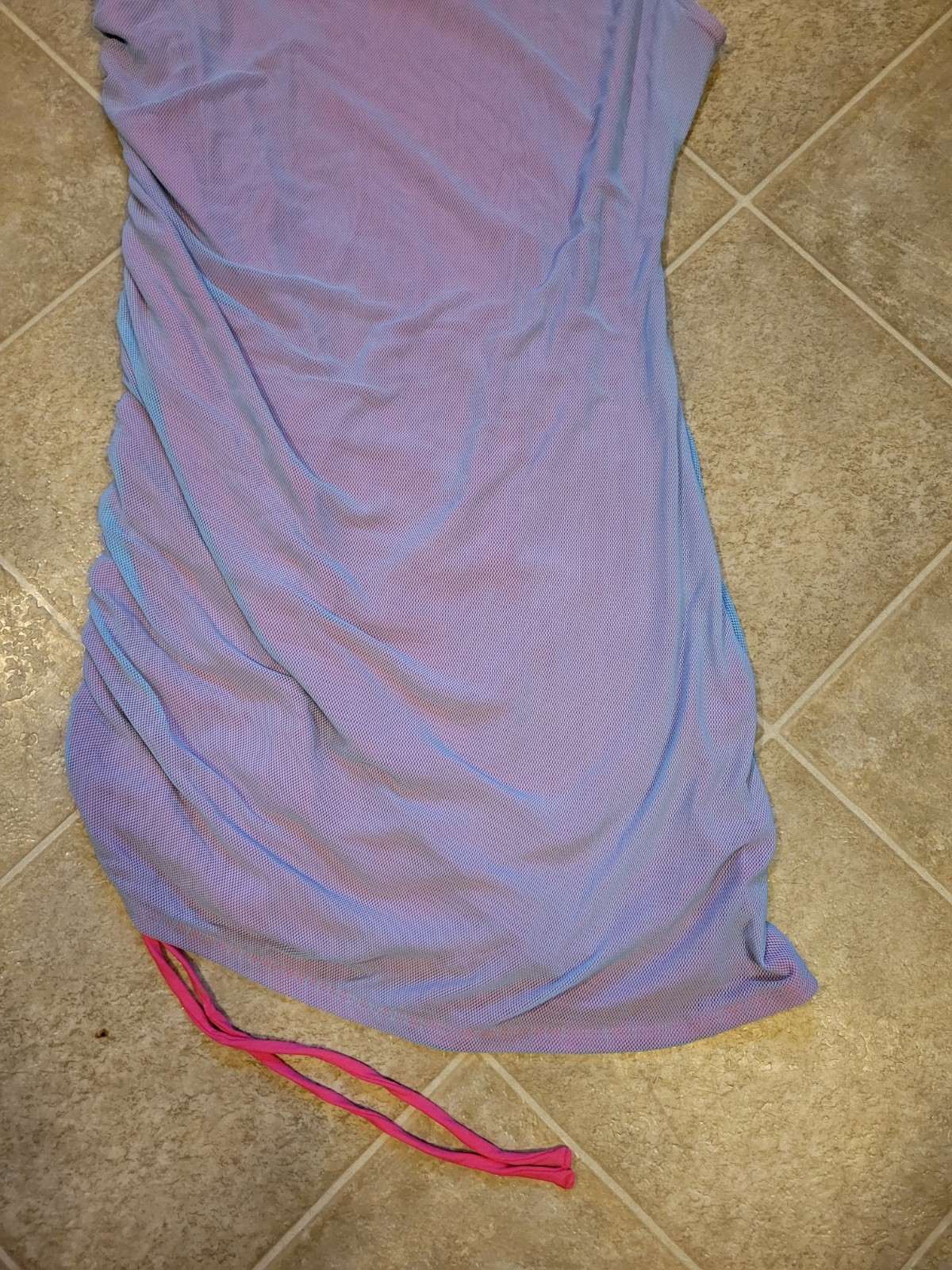 Fashion Nova “Ruched Lace Up” Blue/Combo Mini Dress Women Size 1X