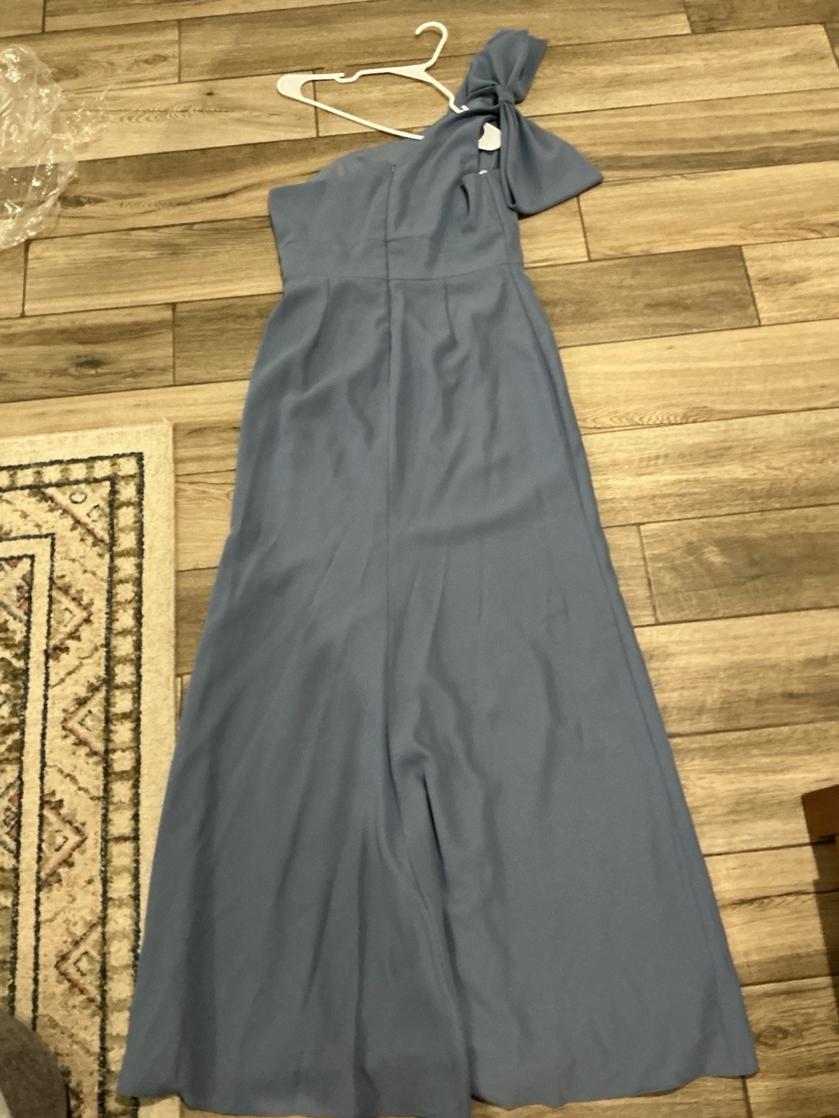 AFTER SIX Bow One Shoulder Trumpet Gown 10R Larkspur Blue NEW B43