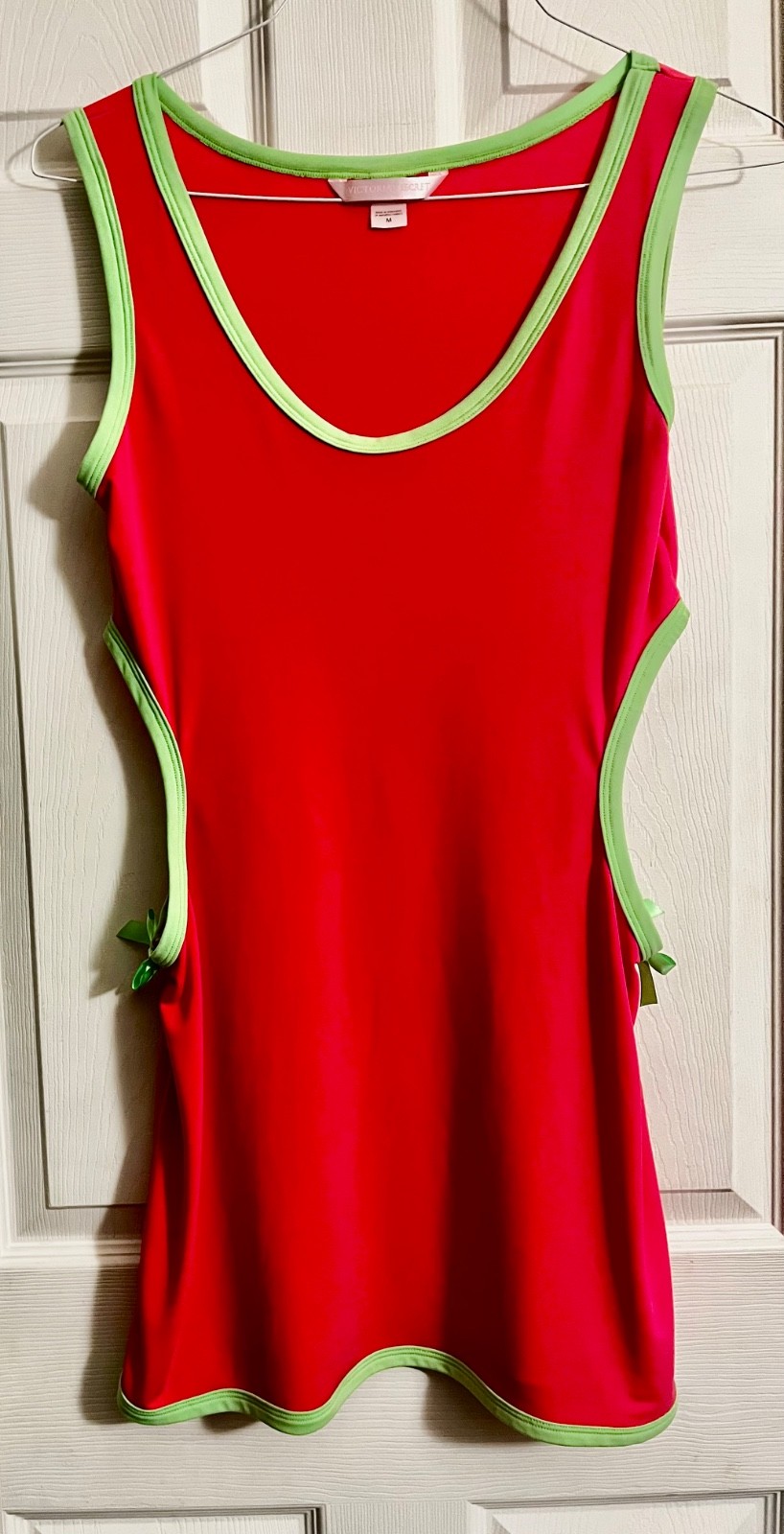 Victoria’s Secret Watermelon Pink w Green Cutout Accent Stretch Dress Medium