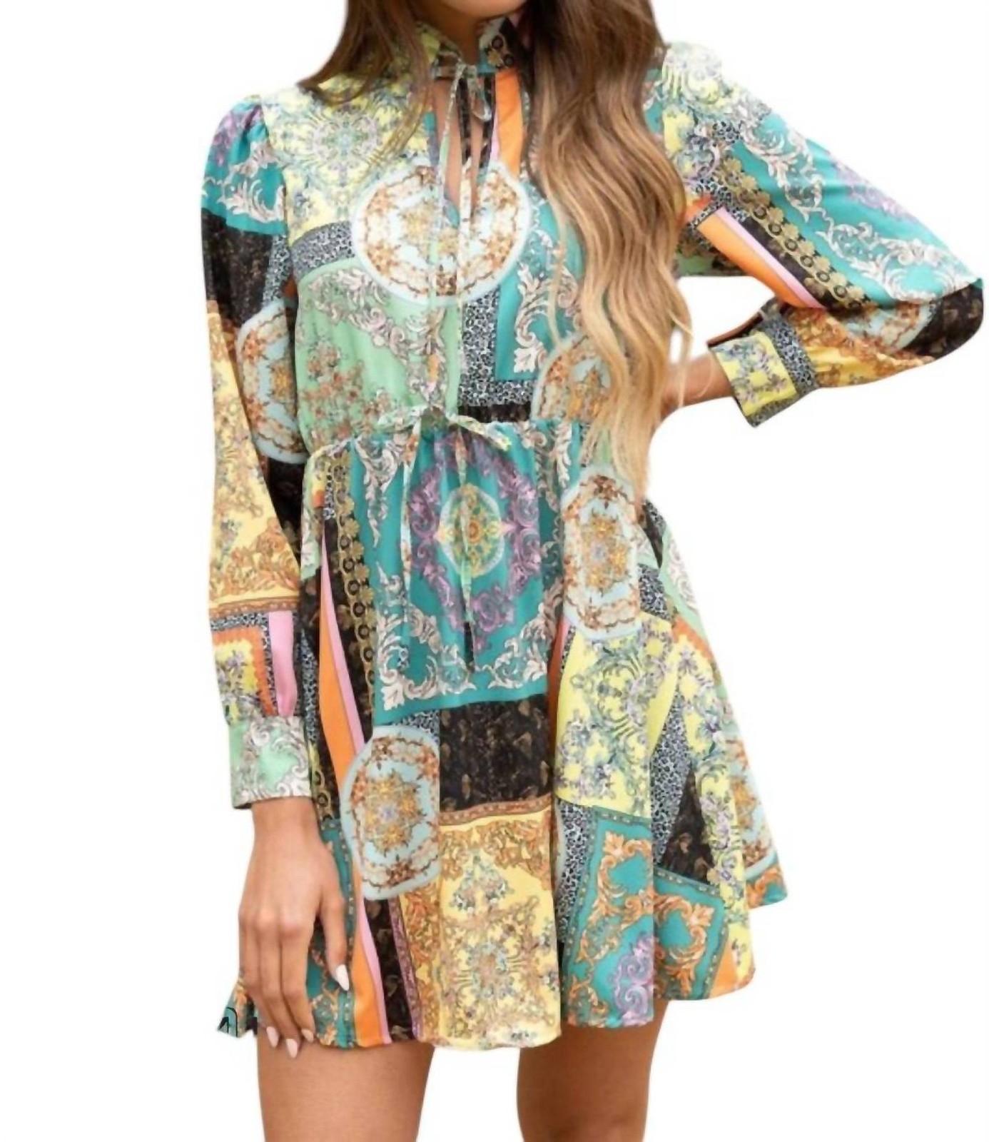 Venti6 Ilaria High Neck Empire Waist Dress Size M