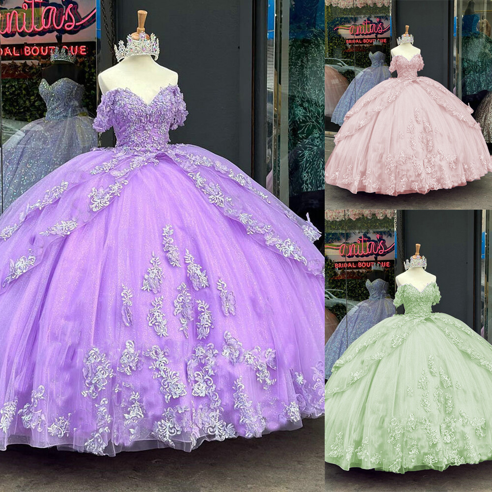 Princess Quinceanera Dresses Off the Shoulder Pageant Party Ball Gowns Sweet 15