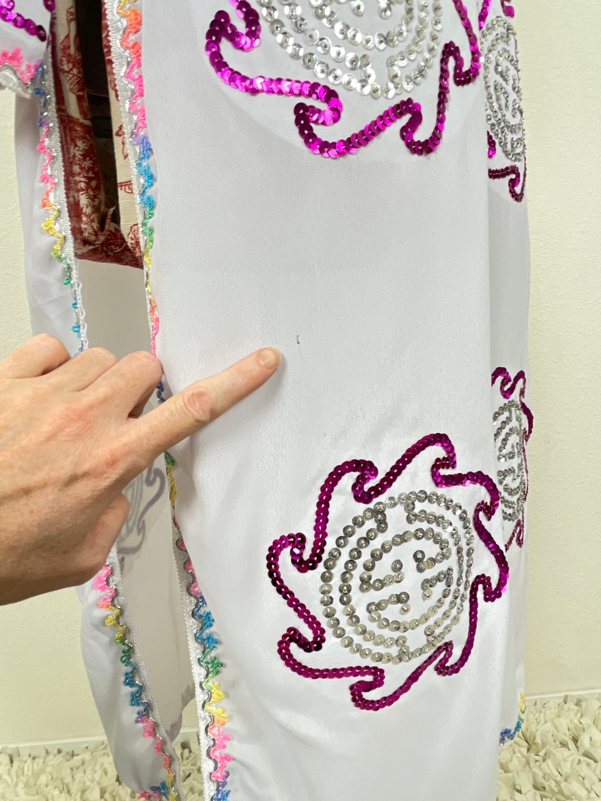 Chinese Dress COLORFUL SEQUIN Holiday New Year Performance Party Costume Sz L ?