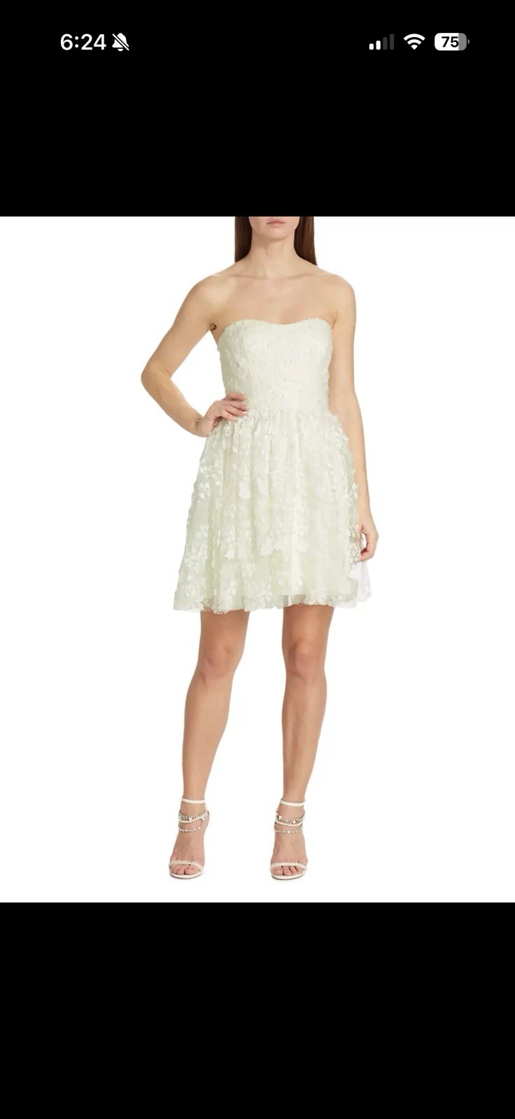 ML Monique Lhuillier Strapless Embroidered Tulle Minidress 8B 1689