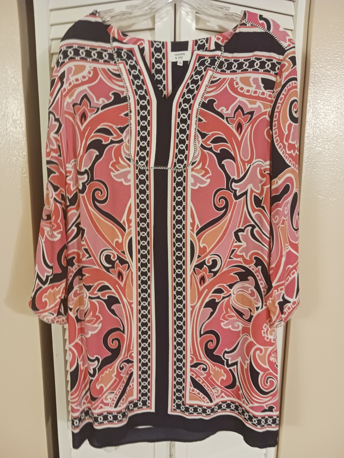 CROWN & IVY, MULTI-COLOR, LONG SLEEVE, LADIES DRESS, SIZE 12